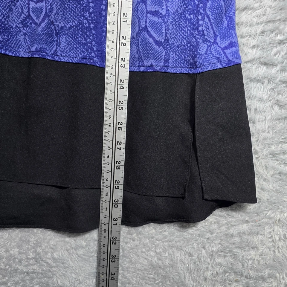 Рубашка женская Elie Tahari большая синяя со змеиным принтом туника с коротким рукавом - Изображение 4 из 4