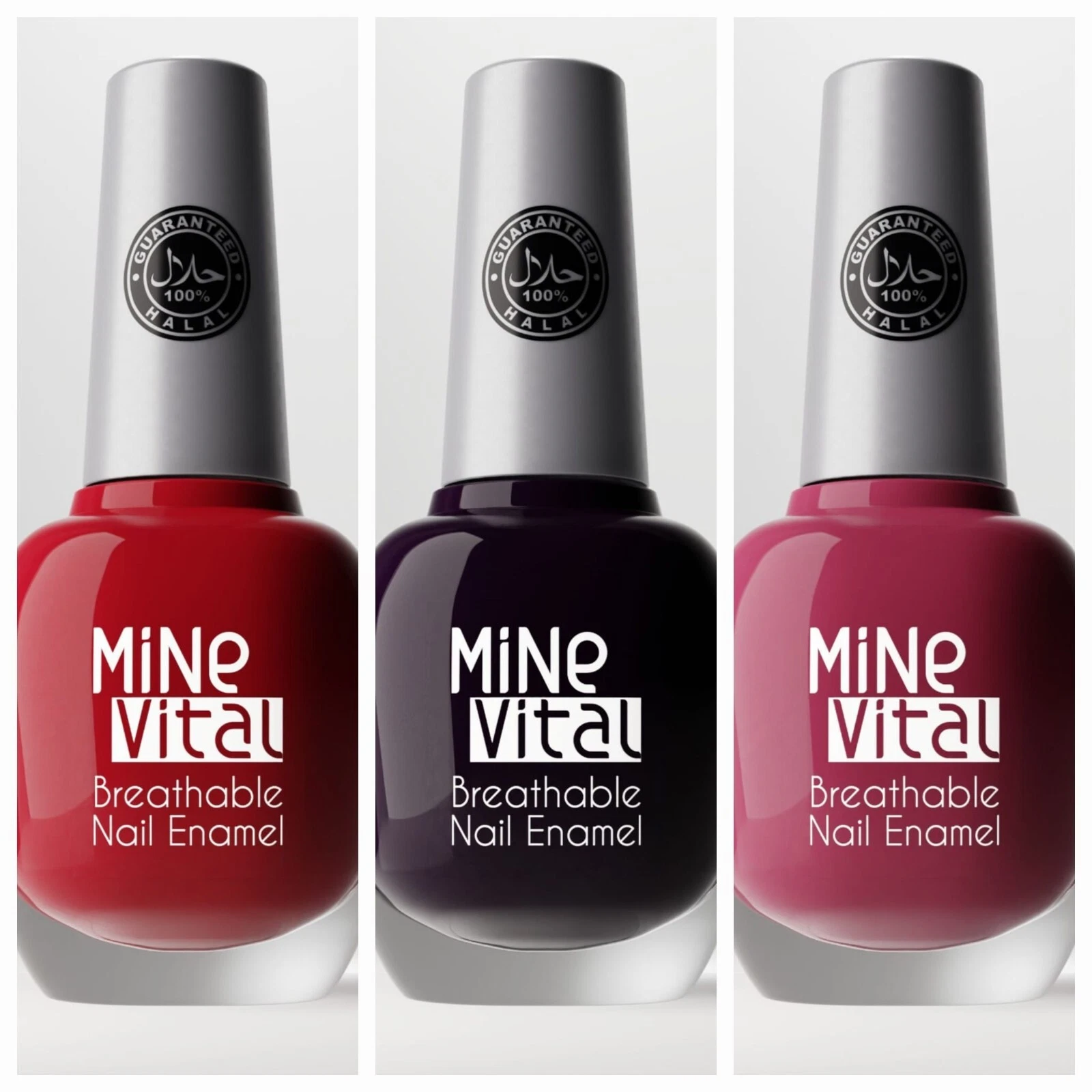 Halal/Vegan Nail Polish Set. Three Colours. One Deal !