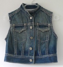 Elie Tahari Stressed Denim Jacket - Sleeveless - Size S
