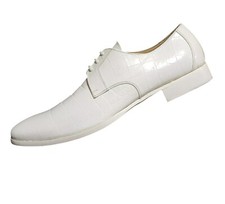 Dolce & Gabbana D&G White Crocodile Print Leather Shoes 44 - 11