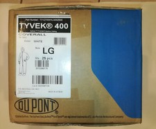 Case of 25 DuPont Tyvek, TY127S, Protective Safety Coverall with Hood, Size L