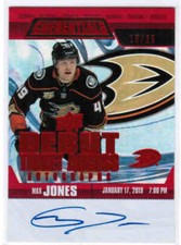 19/20 UD CREDENTIALS MAX JONES DEBUT TICKET ACCESS AUTO PHOTO VARIANT RED /25