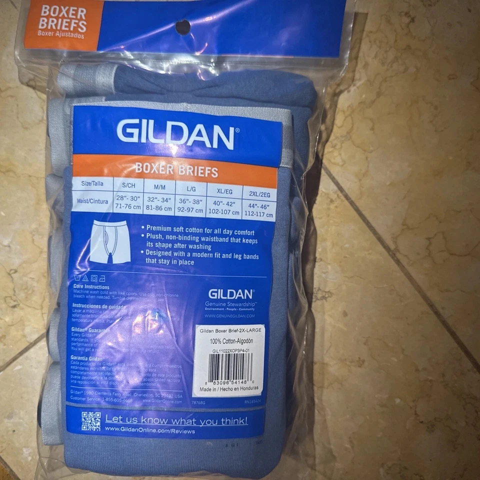 Paquete de 4 calzoncillos boxer Gildan premium cintura ropa interior 2XL 44/46 azul negro para hombre Foto 2 de 4