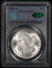 1891-S Morgan Silver Dollar $1 PCGS MS64+ CAC/Sight White!