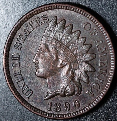 1890 INDIAN HEAD CENT -With LIBERTY & Near 4 DIAMONDS - AU UNC