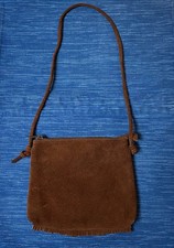 Borsa vintage Esprit marrone cioccolato hippy BOHO tracolla pelle scamosciata 38B