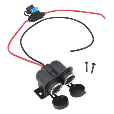 12V Waterproof Power Dual Socket Car Motorcycle Cigarette Lighter Plug