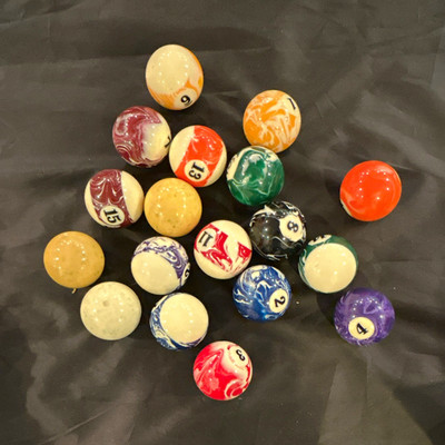 Marble-Swirl Marbleized Numbered Billiard/Pool Balls Mixed Colors Set