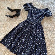 PRADA Dress Size 36 Floral Print Puff Sleeve Fit and Flare Excellent Condition