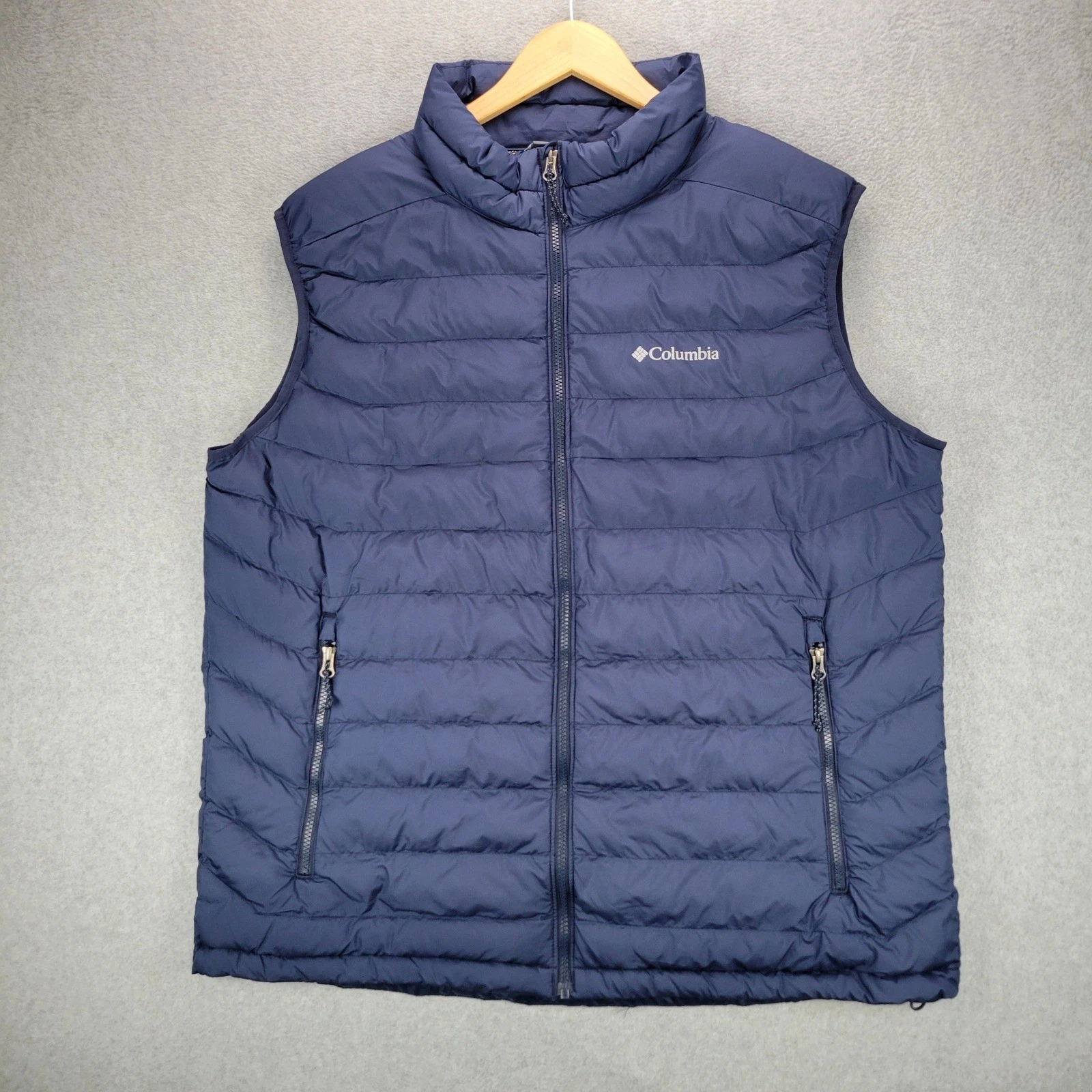 Columbia Puffer Vest Mens XXL Navy Blue Omni-Heat Powder Lite Insulated Jacket
