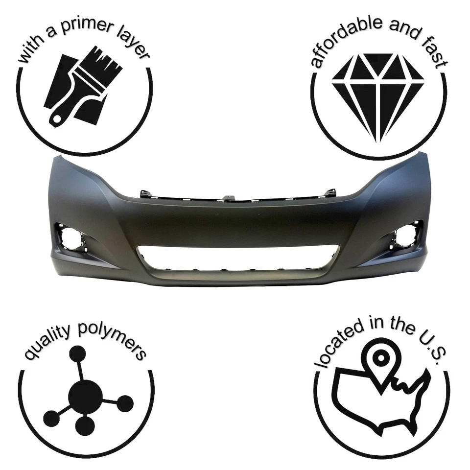 Bumper Cover for 2009-2016 Toyota Venza w Fog Light holes 521190T900 Front - Image 3 of 4