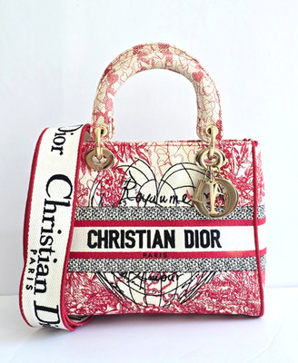 Christian Dior Lady D-Lite Embroidered Medium Tote Bag - FREE Shipping
