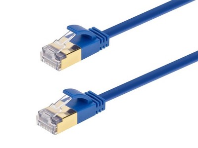 SlimRun Cat6A Ethernet Patch Cable RJ45 Stranded STP Copper Wire 36AWG 7ft Blue