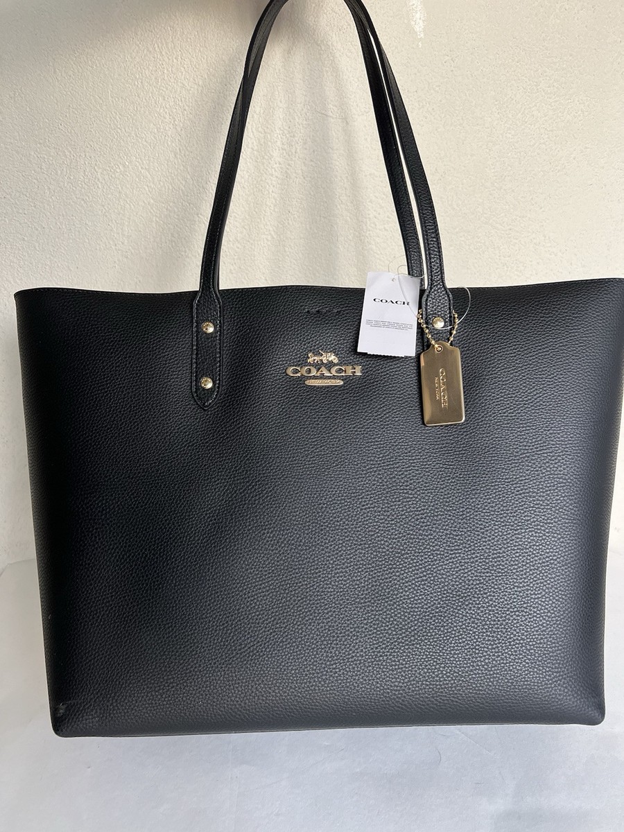 Coach Town Tote Pebbled Bag, Large - Black for sale online