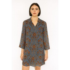 CABI Provincial Blue Floral Collared Dress #3295 Long Sleeve Shift Womens Sz XS