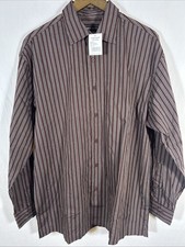 Pierre Cardin Sport Shirt Mens Stripe Burgundy Cotton Blend NWT