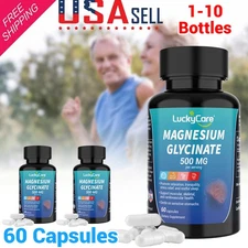 Magnesium Glycinate 500mg - 60 Capsules For Sleep, Stress Relief Support Bone US