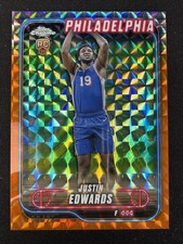 Justin Edwards Rookie Card RC 2024 Topps Chrome Orange Geometric /25 #161. rookie card picture