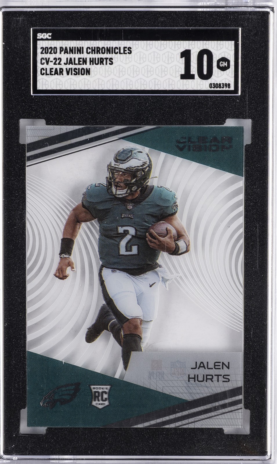 2020 PANINI CHRONICLES CLEAR VISION ROOKIES #CV22 JALEN HURTS ROOKIE SGC 10 GM