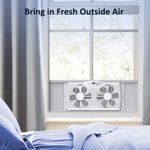 Twin Window Fan with 9-Inch Blades Reversible Airflow, 3 Speeds ...