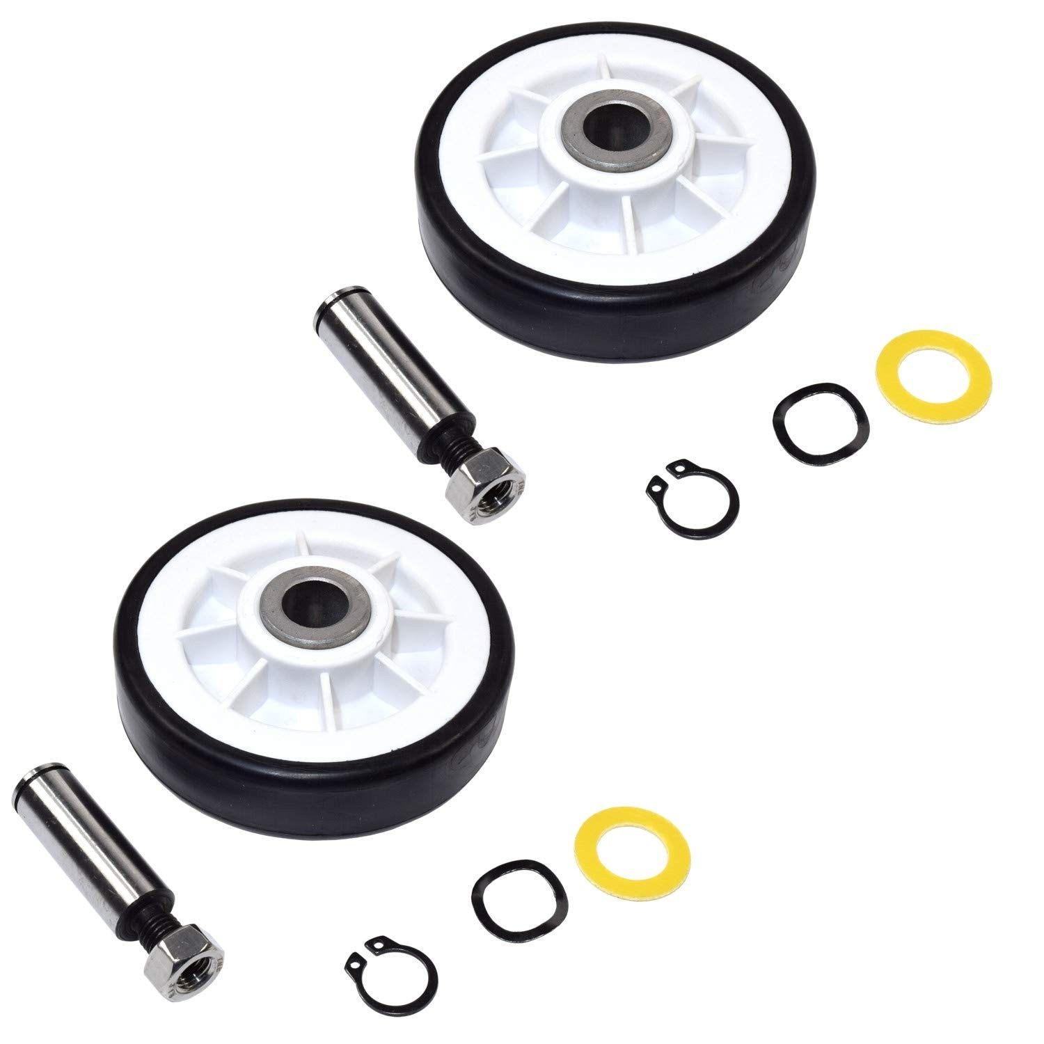2-Pack Dryer Drum Support Kit Roller Wheel and Axle Replacement for Maytag 30...