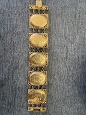 Vintage Signed Hattie Carnegie Gold Tone Ornate Locket Bracelet 7.25