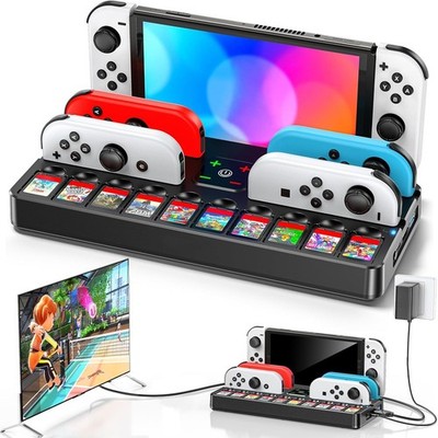 Switch Docking Station mit Joycon Ladestation & 4K HDMI, 10 Spiele Aufbewahrung