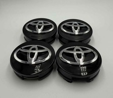 Set Of 4 Wheel Rims Center Caps Logo Toyota Blackchrome 62mm Corollacamry
