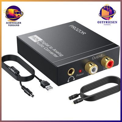 PROZOR Da Wandler Optisch auf Cinch Audio Adapter Toslink auf Klinke Aux Digital
