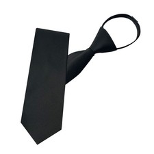 Pre-tied Adjustable Zipper Neck Ties for Men 3.15' 'Mens Black Tie-line-1 Pack