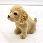 Vintage MCM Flocked Dog Figurine 4" Mid Century Modern Puppy Decor 1970s