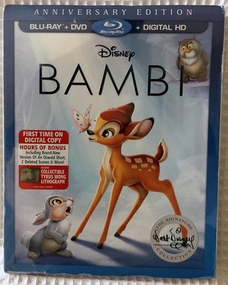 Bambi Anniversary Edition |Blu-ray +DVD| By Disney. New free ship W/ SLIPCOVER