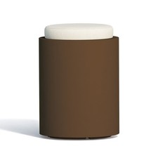 POUF TONDO ESTERNO SEDUTA ARREDO GIARDINO RESINA LAVABILE APPOGGIO MARRONE