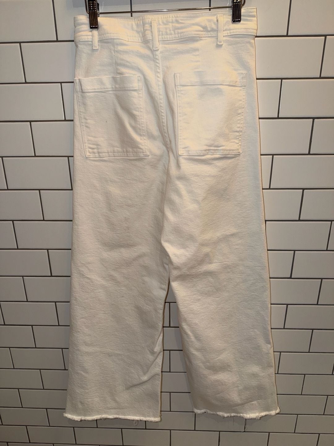 Zara The Marine Straight White Raw Hem Jeans, photo 6