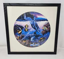 Vintage 1991 Christian Riese Lassen Dolphin Marine Life Framed Print  15"x15”
