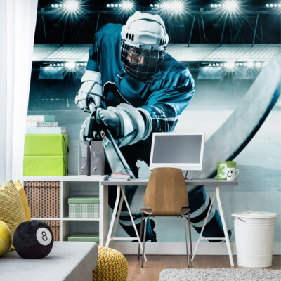 VLIES FOTOTAPETE Selbstklebend Fitness Hockeyspieler Stadion 3D Tapeten 3947