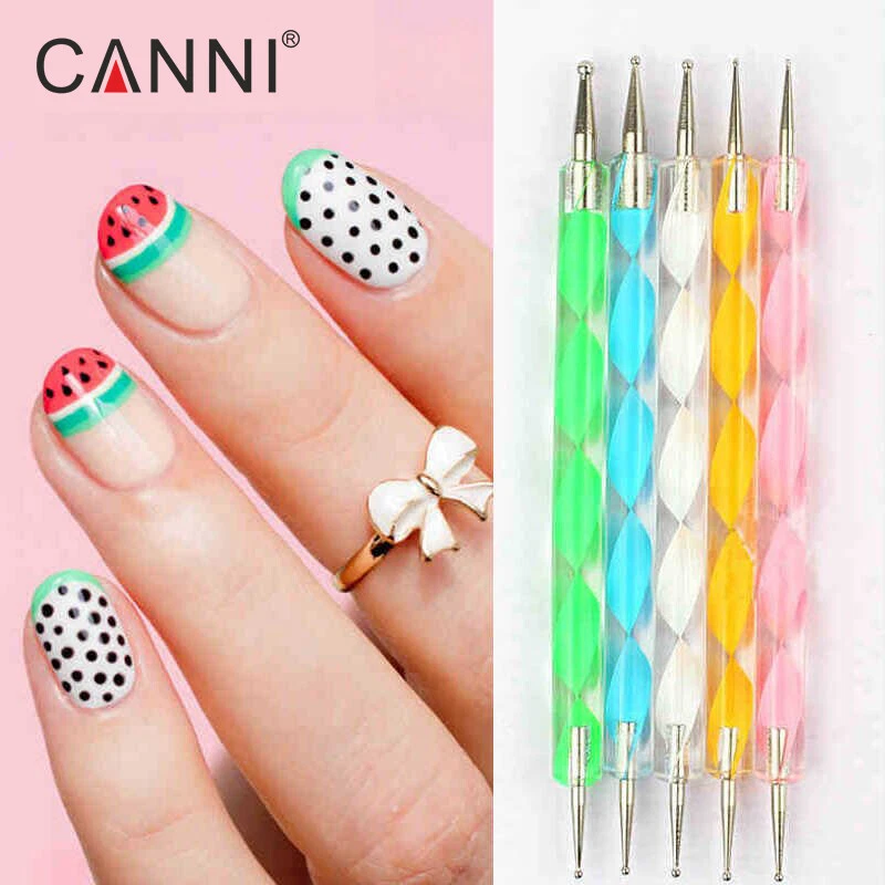 5 Nail Art Dotting Pen Crystal Marbleizing Tool Kit Set Manicure Painting  2-Way