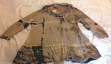 NEW Boho Chic Hot Mama Womens Brown & Indigo Tie Dye Tunic Sz L - NWT 