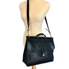 JACK GEORGES University Slim Dowel Briefbag 2452 Black Leather Briefcase Unisex