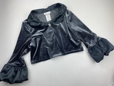 Bonnie Jean 16 Girls Gray Velvet Sweater Bolero Dressy Cardigan Layer Bell Sleev