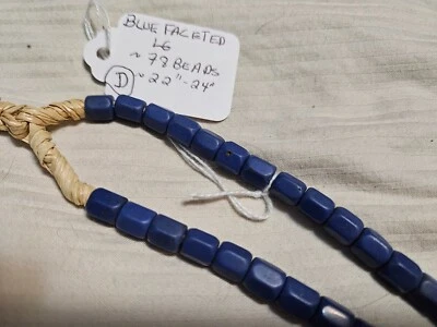 Vintage Russian/Czech blue faceted trade beads.~78 beads,6-7mm, $160.00/strnd, D - Image 1 of 2