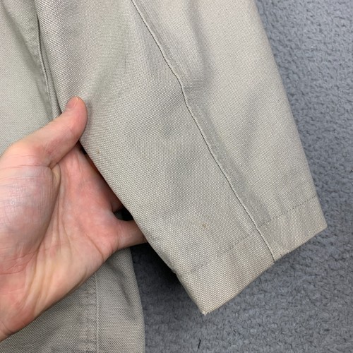 Vtg Lands End Chore Coat Mens L Leather Trim Flannel Lined Barn Field Jacket - Picture 6 of 18