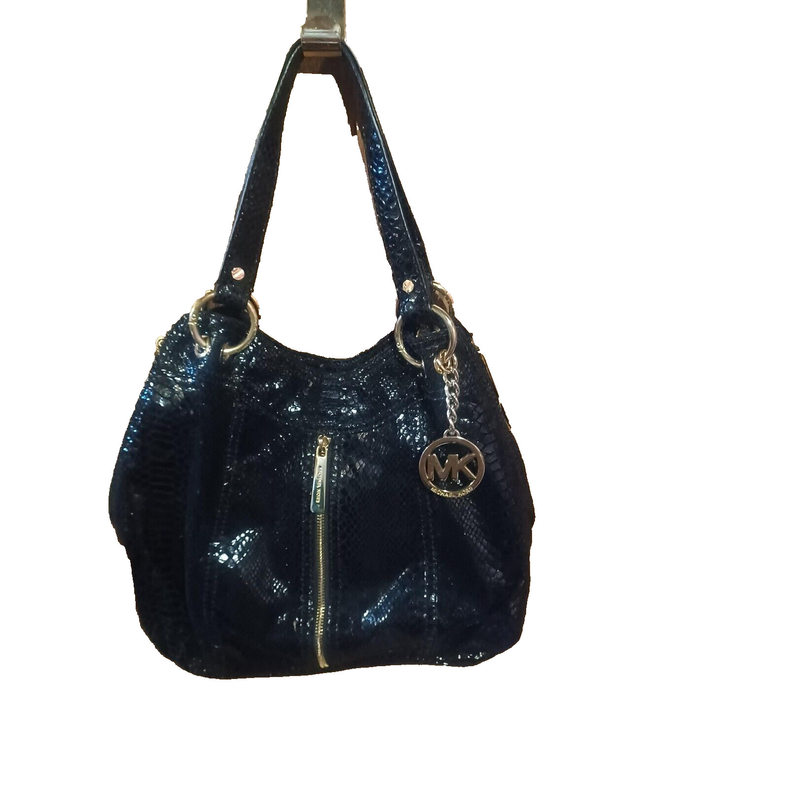 Michael Kors Moxley Black Embossed Python Leather… - image 1