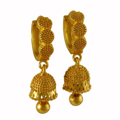 Pendientes de aro tradicionales de 18 K chapados en oro para novia gota/colgante moda joyería - Imagen 1 de 4