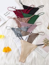 Lot Womens Satin Silky Thong G-string Panties Underwear Seamless Bottom 2024