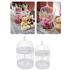 Vintage Hanging Metal Bird Cage Tealight Candle Holder Wedding Centrepiece White