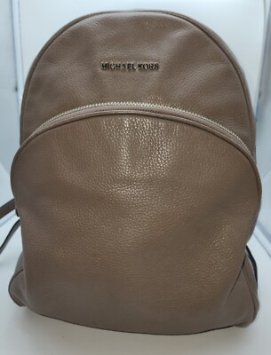 Michael Kors Abbey Taupe Pebble Leather Large Backpack with