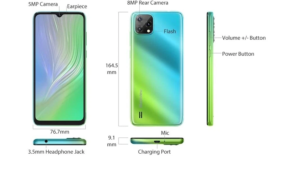 Blackview Smartphone A55-6.528" HD+, 4780mAh 3GB RAM+16GB ROM ANDROID USATO POCO - Immagine 4 di 4