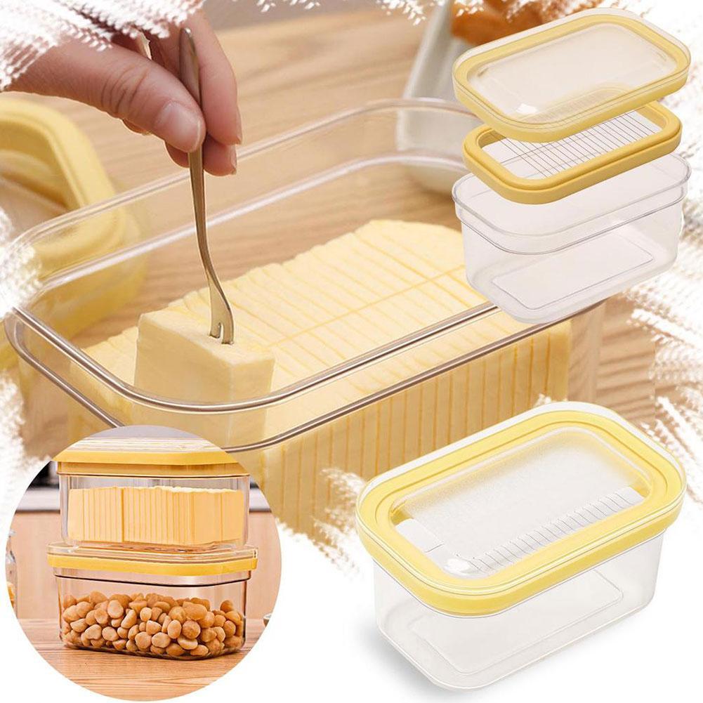 Caja de mantequilla fácil corte almacenamiento rectangular caja de almacenamiento hornear para Reino Unido G1KD D3P7