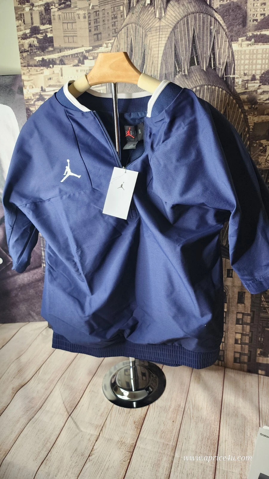 Nike Jordan Team Lightweight Short Sleeve Coaches Jacket Mens M Navy CV5858-419